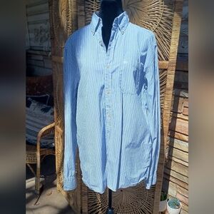 Converse 100% Cotton Blue Striped Men's Shirt_Large